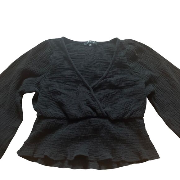 Madewell Women’s Black Lightspun Julianne Smocked Waist Top Black- Size XS - Picture 3 of 8